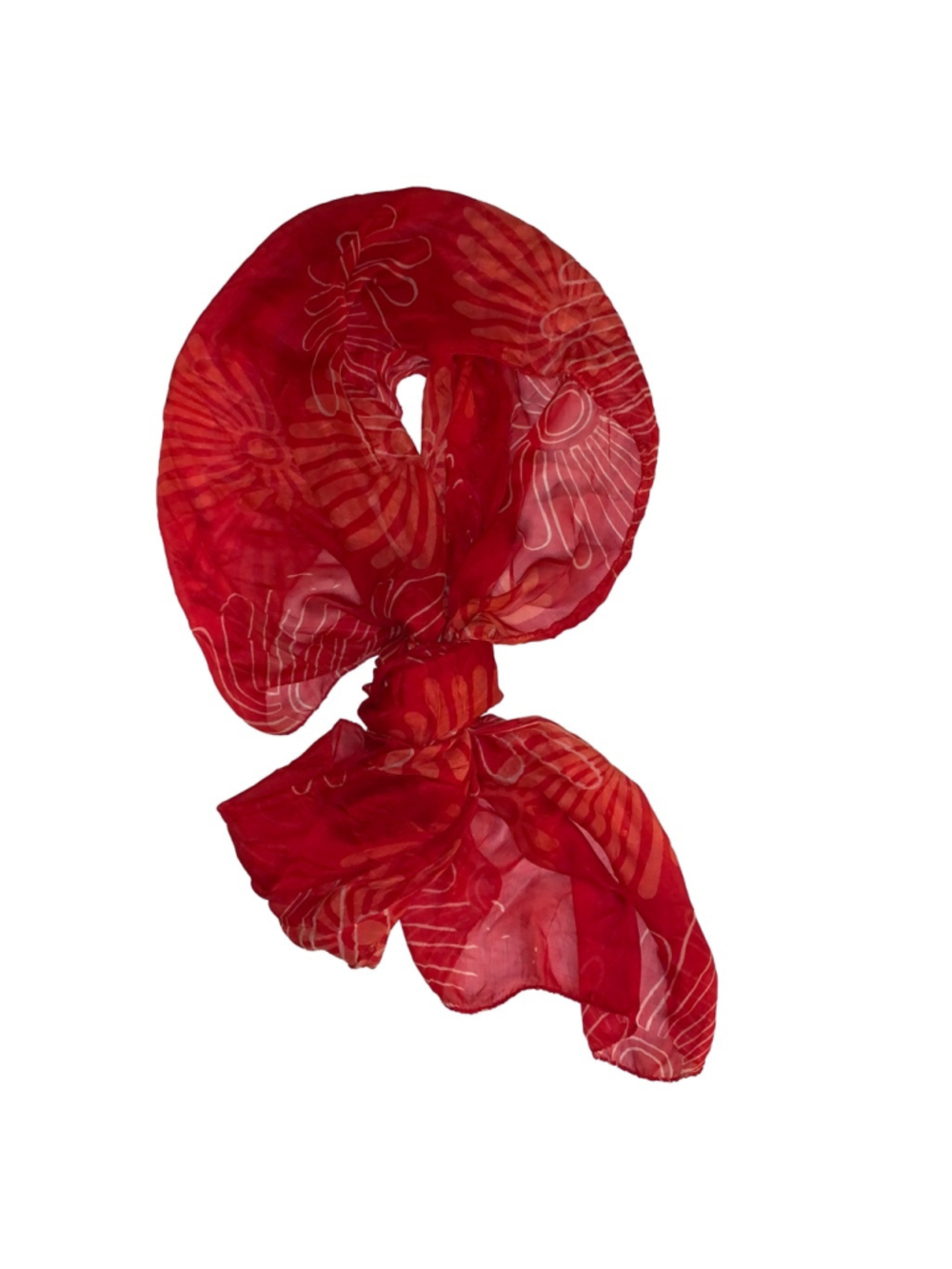 Scarf One Size Red white floral pattern
